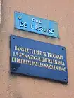 Plaque de l'ancienne synagogue.