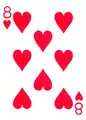 Huit de cœur d'un jeu de poker.