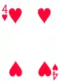 Quatre de cœur d'un jeu de poker.