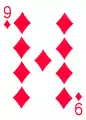 Neuf de carreau d'un jeu de poker.
