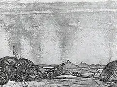 Nicolas Roerich. Projet de décor pour les danses  polovtsiennes de 1909