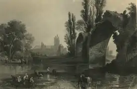 Ruines romantiques du pont d'Eudes subsistant, sur la rive droite, encore au XIXe&nbsp;siècle