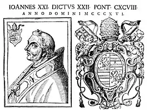 Jean XXII, gravure du XVIIe&nbsp;siècle.