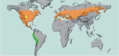 Carte figurant l'aire de répartition du doryphore