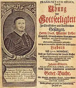 Praxis pietatis melica par Johann Crüger, un important hymnaire luthérien allemand du XVIIe&nbsp;siècle.