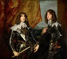 Les princes palatins Charles Louis et Rupert, exilés en Angleterre, portraits par Anton van Dyck en 1637.