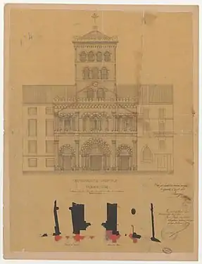 Projet d'Alfred Berruyer : façade (1863) (Archives nationales).