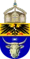 Proposition, faite en 1914, d'armoiries pour le Sud-Ouest africain allemand. Elles n'ont pas dû servir avant 1915. La rencontre de taureau est inspirée des armes du Mecklembourg ou de la Moldavie.