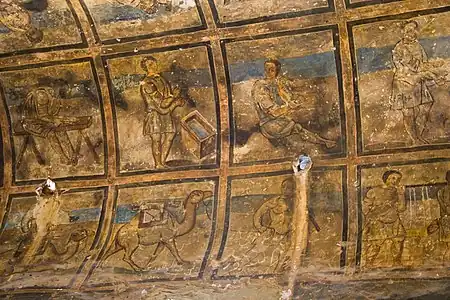 Fresque murale à Qasr Amra, VIIIe&nbsp;siècle.
