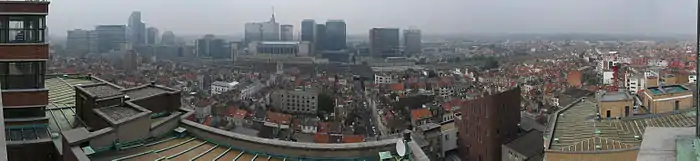 Vue du Centre de Communication Nord depuis Schaerbeek