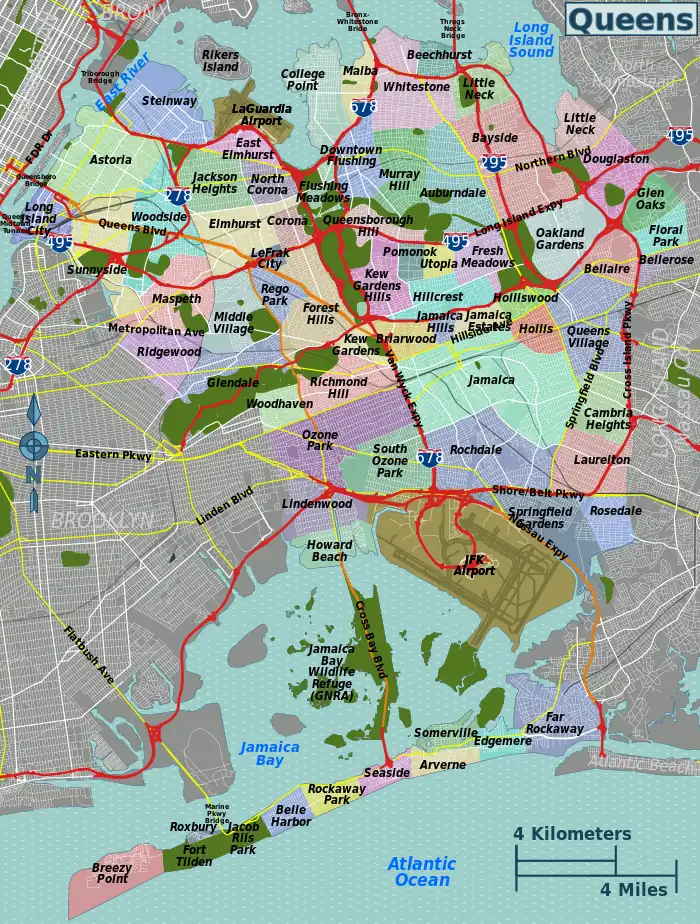 Localisation de Douglaston et de Little Neck dans l'est du Queens.