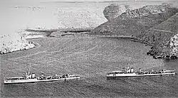 Le Borea et son jumeau Ostro à l'ancre dans les eaux de Bardia, au printemps 1940.