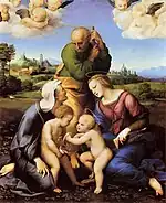 Raphaël - La Sainte Famille Canigianiv. 1507, Alte Pinakothek, Munich.