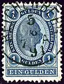 1 florin bleu oblitéré en 1891 en Bohême