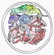 Schéma explicatif du dessin de la bractéate.