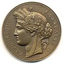 République française (1845), médaille en bronze, 50&nbsp;mm, avers.