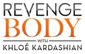 Logo noir et orange disant : Revenge Body with Khloé Kardashian.