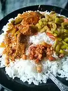 Riz, bœuf et haricots verts