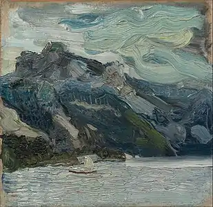 Lac Traunsee et la montagne Schlafende Griechin (v. 1908).