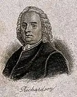 gravure monochrome d'un homme en buste portant une perruque blanche