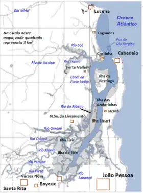 Carte de l'estuaire du Rio Paraíba.