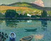 1909-10, Les coteaux de Belbeuf (Barques), huile sur toile, 65.5 × 81&nbsp;cm