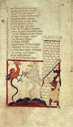 Enluminure d'une copie du Roman de Brut du XIVe&nbsp;siècle (BL Egerton MS 3028).