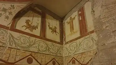 Fresque de l'Orante (femme en prière), avec chèvres et boucs.