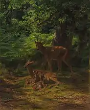Rosa Bonheur, Biches et cerf au repos, 1867.