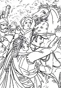 Charles Normand, Clémence de S. M. l'Empereur et Roi, envers M.&nbsp;de Saint-Simon, détail d'une gravure d'après le tableau de Jacques Augustin Catherine Pajou.