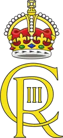 Monogramme du roi Charles III, surmonté de la couronne Tudor.