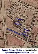 Emplacement de la rue Édouard Delesalle sur plan de 1784