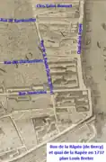 partie aval du quai de la Rapée et de la rue de Bercy en 1737