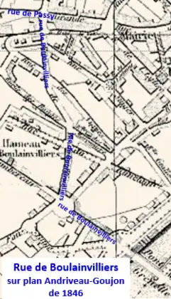 Rue de Boulainvilliers en 1846.