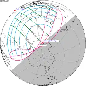 Carte de l'éclipse générale.
