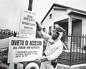 Mise en place d'un périmètre interdit à la suite de la catastrophe.