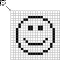 Création d’une icône smiley en image binaire sur ordinateur.