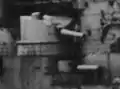 Canons de 17 cm montés dans la tourelle supérieure et la casemate inférieure à tribord du cuirassé allemand SMS Hessen.