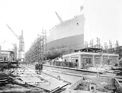 Photographie du chantier naval de Maryland Steel en 1919.