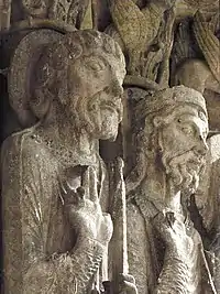 Saint Pierre et le roi Salomon (ébrasement droit du portail occidental