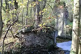 Vestiges des assises du moulin à eau.