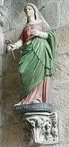 Statue de sainte Apolline, patronne des dentistes. Saint-Pol-de-Léon, cathédrale Saint-Paul-Aurélien.
