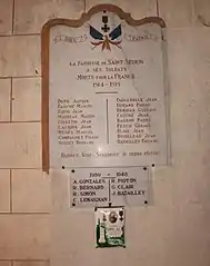 Plaque hommage aux soldats de 14-18.