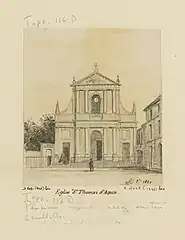 L'église en 1860, dessin de Léon Leymonnerye (1803-1879).