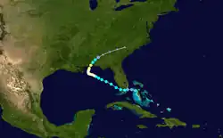 Trajectoire de Sally.