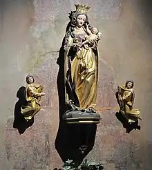 Vierge à l'enfant de Nicolas de Haguenau (XVe siècle) et deux anges (XVIe siècle).