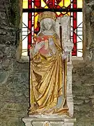 Statue de sainte Barbe  en pierre polychrome du XVIe&nbsp;siècle