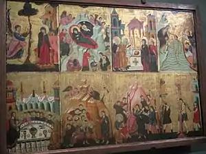 Dimension de chaque scène, 27&nbsp;×&nbsp;19&nbsp;cm (voir la vue d'ensemble).