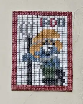 Mosaïque représentant le Schtroumpf paysan, à Montmartre