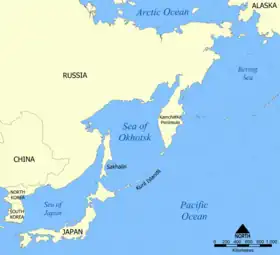 La mer d'Okhotsk en Asie du Nord-Est.